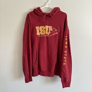 Iowa State Cyclones Hoodie MENS XL Red Pullover Hooded Sweatshirt Embroidered